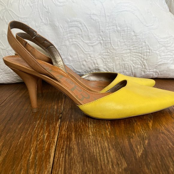Yellow Slingback Kitten Heels - Picture 6 of 8